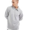 Jack & Jones Oversized Polo Sweatshirt In Grey Melange For Men Light Grey Melange -Men Style Shop 206549413 1 lightgreymelange