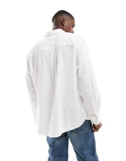 Jack & Jones Oversized Cotton Shirt In White For Men -Men Style Shop 206549474 2