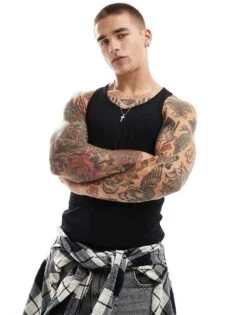 Jack & Jones Ribbed Vest In Black For Men -Men Style Shop 206549489 1 black 1