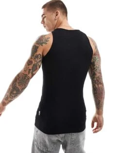 Jack & Jones Ribbed Vest In Black For Men -Men Style Shop 206549489 3