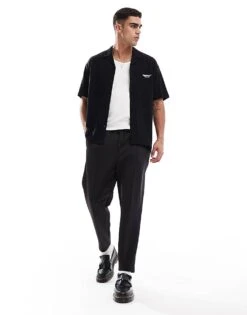 Jack & Jones Oversized Shirt With Originals Back Print In Black For Men -Men Style Shop 206549512 3