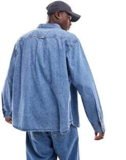 Jack & Jones Oversized Denim Shirt Co-ord In Mid Blue Wash For Men Mid Blue (735) -Men Style Shop 206549522 4