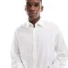 Jack & Jones Boxy Straight Hem Shirt In White For Men