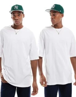 Jack & Jones Super Oversized 2 Pack T-shirt In White For Men White/white -Men Style Shop 206549581 1 whitewhite 1