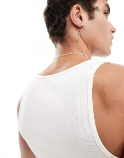 Jack & Jones Ribbed Vest In White For Men Cloud Dancer -Men Style Shop 206549589 4