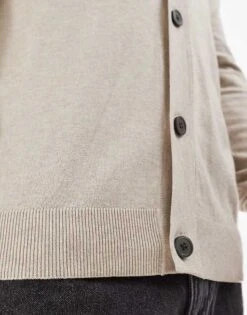 Jack & Jones Light Weight Cardigan In Beige For Men Oatmeal Detail:melan -Men Style Shop 206551410 3