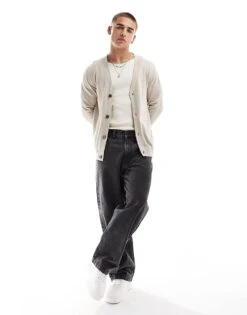 Jack & Jones Light Weight Cardigan In Beige For Men Oatmeal Detail:melan -Men Style Shop 206551410 4