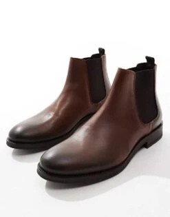 Jack & Jones Leather Chelsea Boot In Brown For Men Cognac