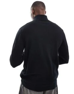 Jack & Jones Knitted Roll Neck Jumper For Men Black -Men Style Shop 206551436 2