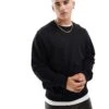 Jack & Jones Oversized Crew Neck Sweatshirt In Black For Men -Men Style Shop 206551444 1 black