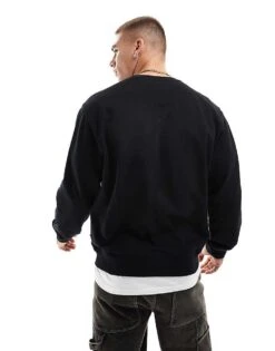 Jack & Jones Oversized Crew Neck Sweatshirt In Black For Men -Men Style Shop 206551444 4