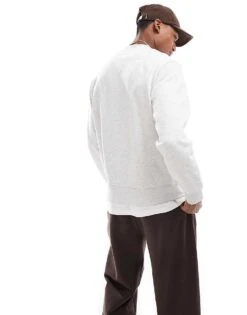 Jack & Jones Premium Oversized 400gsm Heavyweight Crew Neck Sweatshirt In Light Grey Marl For Men White Melange -Men Style Shop 206551452 3