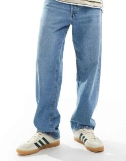 Jack & Jones Eddie Loose Fit Rigid Jean In Mid Blue Wash For Men Blue Denim -Men Style Shop 206551461 1 bluedenim 1