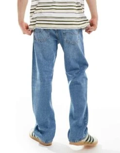 Jack & Jones Eddie Loose Fit Rigid Jean In Mid Blue Wash For Men Blue Denim -Men Style Shop 206551461 3