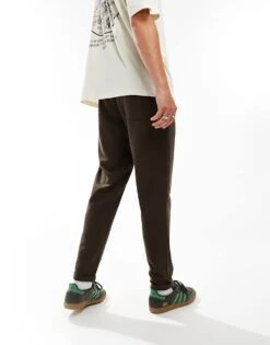 Jack & Jones Slim Clean Jersey Drawstring Trouser In Brown For Men Wren -Men Style Shop 206551501 3