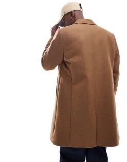 Jack & Jones Wool Mix Long Overcoat In Camel For Men Khaki -Men Style Shop 206551535 4
