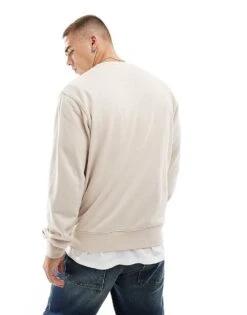 Jack & Jones Oversized Crew Neck Sweatshirt In Beige For Men Moonbeam -Men Style Shop 206551550 4