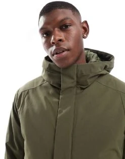 Jack & Jones Technical Parka With Padded Lining In Khaki For Men Grape Leaf -Men Style Shop 206551551 2