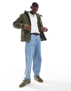 Jack & Jones Technical Parka With Padded Lining In Khaki For Men Grape Leaf -Men Style Shop 206551551 4