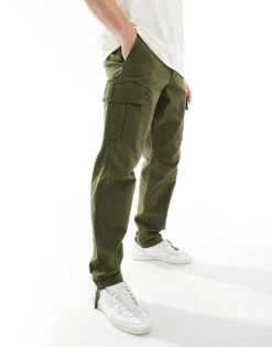 Jack & Jones Loose Fit Cargo Trouser In Khaki For Men Olive Night