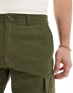 Jack & Jones Loose Fit Cargo Trouser In Khaki For Men Olive Night -Men Style Shop 206551576 5