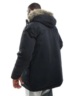 Jack & Jones Parka With Detachable Fur Hood In Black For Men -Men Style Shop 206551582 3