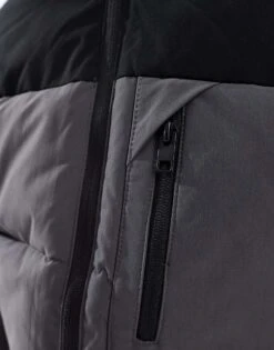 Jack & Jones Colourblock Puffer Jacket In Dark Grey & Black For Men Asphalt Detail:black -Men Style Shop 206551618 4