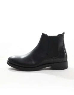 Jack & Jones Leather Chelsea Boot In Black For Men Anthracite -Men Style Shop 206551621 1 anthracite 1