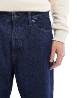 Jack & Jones Alex Baggy Jeans In Dark Indigo For Men Blue Denim -Men Style Shop 206551641 3