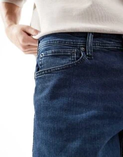 Jack & Jones Mike Tapered Jean In Dark Blue Wash For Men Blue Denim -Men Style Shop 206551716 4