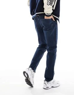 Jack & Jones Mike Tapered Jean In Dark Blue Wash For Men Blue Denim -Men Style Shop 206551716 5