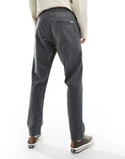 Jack & Jones Tapered Fit Smart Trouser With Drawstring Waist In Grey Marl For Men Grey Melange -Men Style Shop 206551745 4
