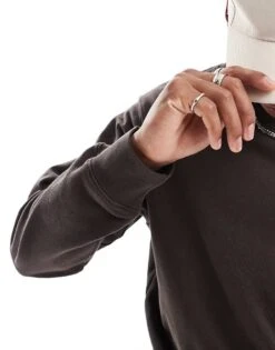 Jack & Jones Oversized Crew Neck Sweatshirt In Chocolate Brown For Men Mulch -Men Style Shop 206551746 3