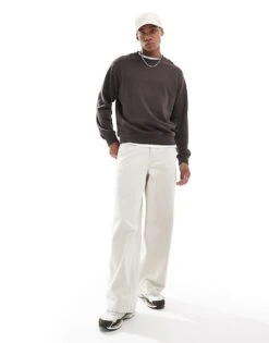 Jack & Jones Oversized Crew Neck Sweatshirt In Chocolate Brown For Men Mulch -Men Style Shop 206551746 4