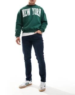 Jack & Jones Glenn Slim Jean In Dark Blue Black For Men Blue Denim -Men Style Shop 206551785 2