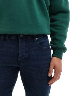 Jack & Jones Glenn Slim Jean In Dark Blue Black For Men Blue Denim -Men Style Shop 206551785 3