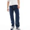 Jack & Jones- Chris Straight Jean In Dark Blue Wash For Men Blue Denim