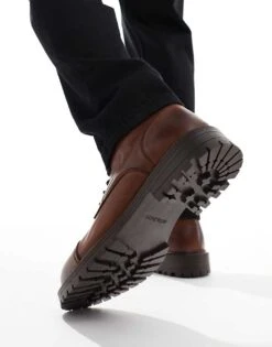 Jack & Jones Chunky Leather Lace Up Boot In Brown For Men Cognac -Men Style Shop 206551912 3