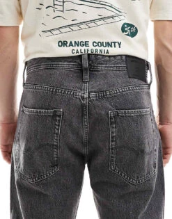 Jack & Jones Chris Straight Jean In Washed Black For Men Black Denim -Men Style Shop 206551938 5