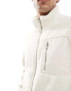 Jack & Jones Teddy Fleece Jacket In White For Men Cloud Dancer -Men Style Shop 206551974 3