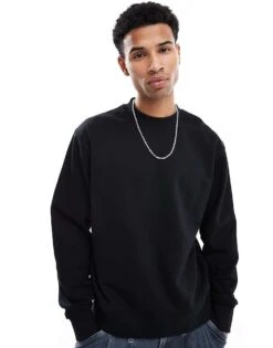 Jack & Jones Premium Oversized 400gsm Heavyweight Crew Neck Sweatshirt In Black For Men -Men Style Shop 206552130 1 black 1