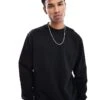 Jack & Jones Premium Oversized 400gsm Heavyweight Crew Neck Sweatshirt In Black For Men