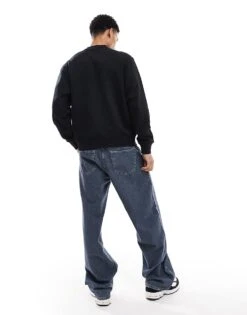 Jack & Jones Premium Oversized 400gsm Heavyweight Crew Neck Sweatshirt In Black For Men -Men Style Shop 206552130 3