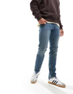 Jack & Jones Glenn Slim Jean In Mid Wash Blue For Men Blue Denim -Men Style Shop 206552155 2