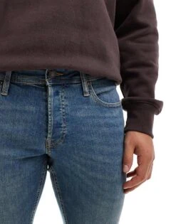 Jack & Jones Glenn Slim Jean In Mid Wash Blue For Men Blue Denim -Men Style Shop 206552155 5