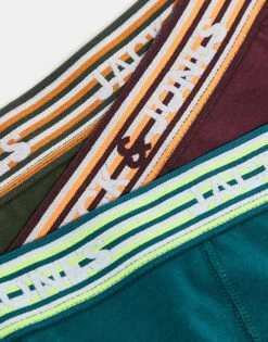 Jack & Jones 3 Pack Trunks With Neon Striped Waist Band In Green & Burgandy For Men Kombu Green -Men Style Shop 206552218 2