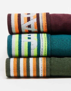 Jack & Jones 3 Pack Trunks With Neon Striped Waist Band In Green & Burgandy For Men Kombu Green -Men Style Shop 206552218 4