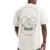 Jack & Jones Originals Oversized T-shirt With Skull Back Print In Grey For Men Moonbeam -Men Style Shop 206600520 1 moonbeam