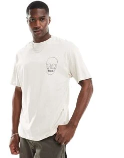 Jack & Jones Originals Oversized T-shirt With Skull Back Print In Grey For Men Moonbeam -Men Style Shop 206600520 2