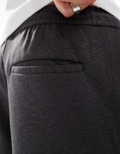 Jack & Jones Tapered Drawstring Smart Trouser In Dark Grey Marl For Men Dark Grey Melange -Men Style Shop 206618821 3